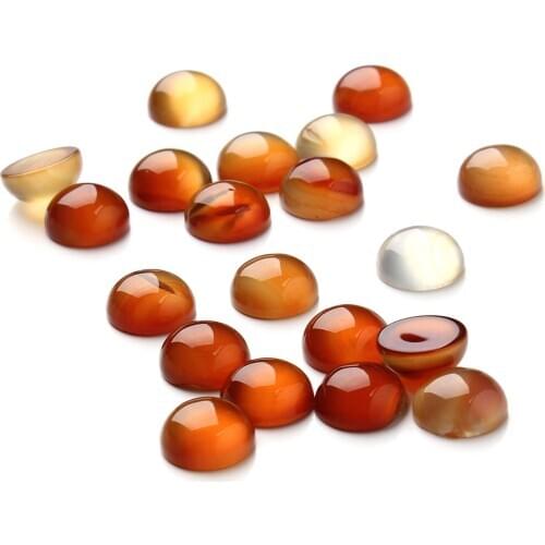 Fashion 20Pcs/Pack Cabochons Semi-precious Agate Loose Cabochons Beads round Red Agate DIY Jewelry For Making Rings Size 4-20mm