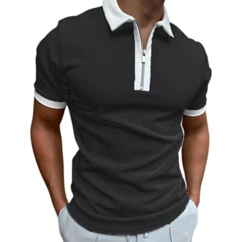 Mens Polo shirt Short Sleeve Turn-down Collar Top Skin-friendly Solid Color Fit Contrast Colors Men Top for Daily Wear 2021 New