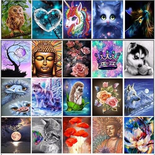 20 Pattern Round Diy Diamond Painting Cross Ctitch Kits 5D Diamond Mosaic Embroidery Flower Owl Mosaic Painting New Year Gift