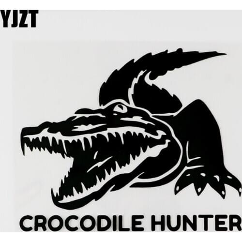 YJZT 15.2CMX12.4CM Creative Crocodile Hunter Vinyl Animal Decal Car Sticker 8C-0107