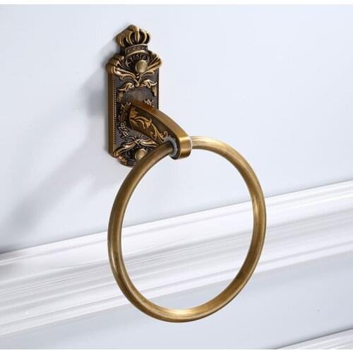 Towel Rings Bathroom Wall Mounted Towel Holder Aluminum Towel Rack Antique Carved Towel Rail Construction Bathroom Accessories