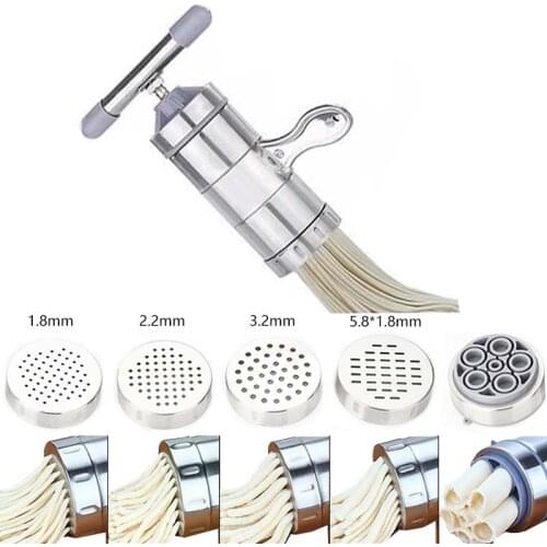 New Stainless Steel Noodle Maker With 5 Models Manual Noodles Press Pasta Machine Kitchen Tools Vegetable Fruit Juicer