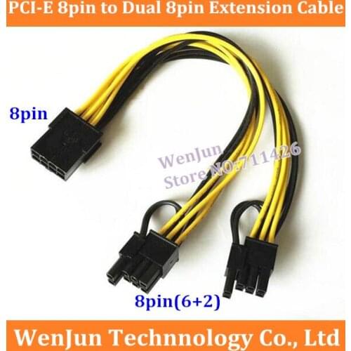 NEW PCIe 8pin-2x8pin (6+2) Power Cable PCI-e 8pin Female to Dual 8Pin(6+2) Male Power cable Y -splitter High Quality