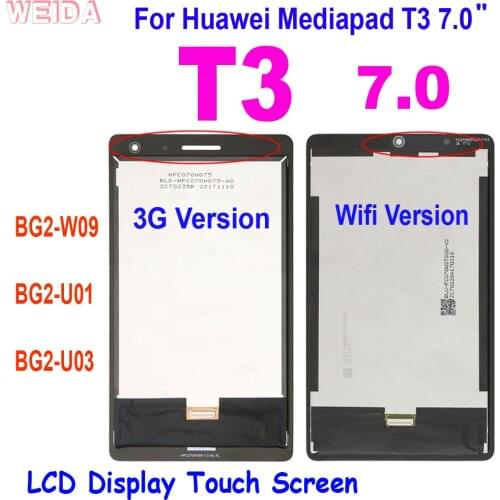 Original LCD For 7.0” Huawei Mediapad T3 7.0 LCD 3G or Wifi BG2-W09 BG2-U01 BG2-U03 LCD Display Touch Screen Digitizer Assembly