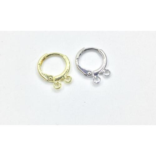 Eruifa 20pcs 12mm Earing Base Connector 2Linker Holder outer inner Brass Hoop Clip for Earring DIY 2 colors Nickle and Lead free