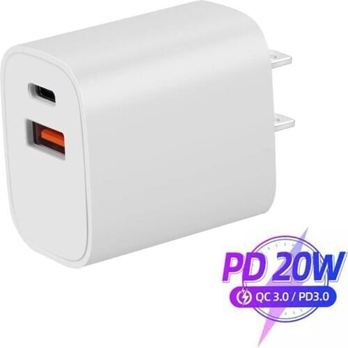Practical 20W Fast Charger PD Power Adapter 9V 2.22A Type-C Charging Cord for iPhone 12 Travel Charging Accessories