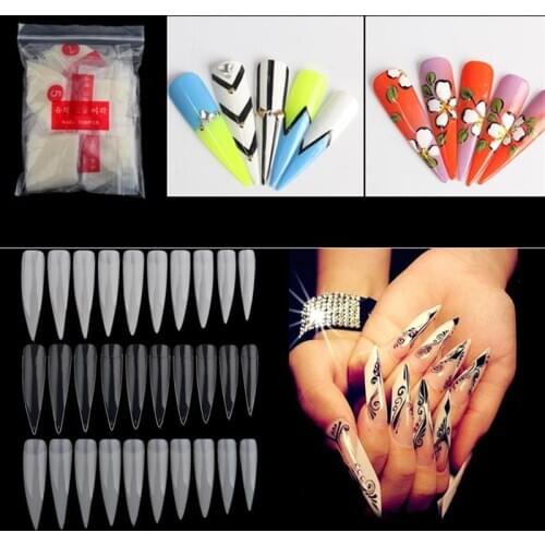 500PCS Clear Nail Tips Long Seamless Sharp Fake Nails Artificial Nails Transparent False Nails for Women Girls DIY Nail Art Tool