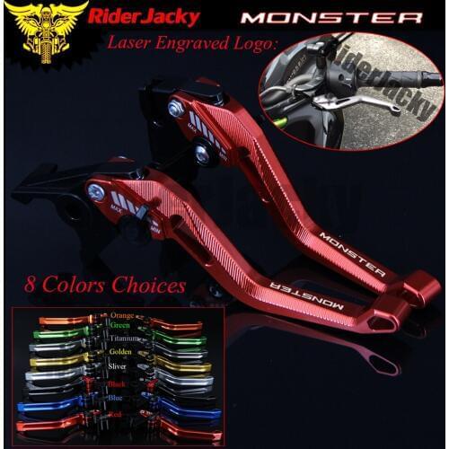 RiderJacky 3D Rhombus Hollow Adjustable Motorcycle Brake Clutch Levers For Ducati 821 Monster/Dark/Stripe 2018 18