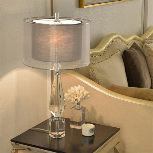 Nordic Luxury Crystal Table Lamp Modern Bedroom Bedside Lamps Home Decor Deck Light Creative Hotel Guest Room Lights Fixtures