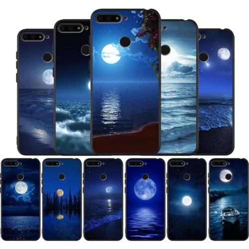 Blue sea moon black Silicone Phone Case For honor 30 20 Pro 8 8X 9 10 20 Lite Mate 10 20 30 Lite Pro cover