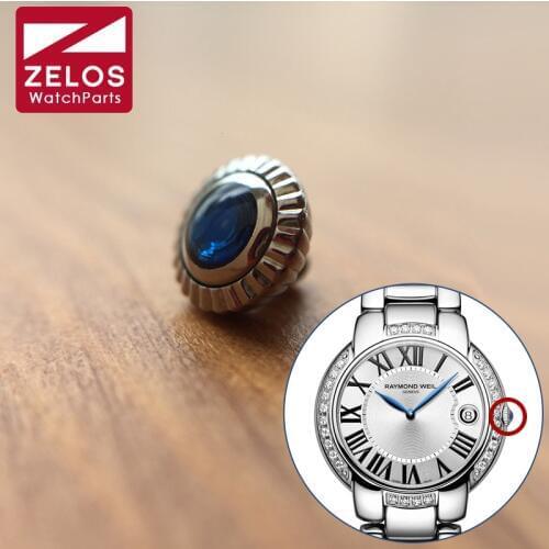 Steel waterproof Sapphire watch crown for raymond weil ladys 35mm watch aftermarket replacement parts tools