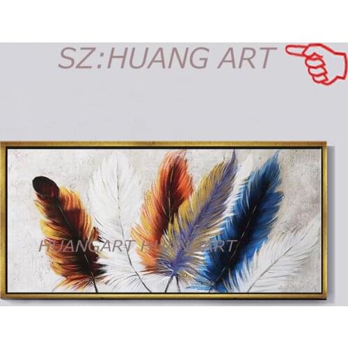 Textured Abstract Art Gold Feather Pictures Oil Painting Modern Hand Painted Canvas Wall Art Paintings For Home Showpieces