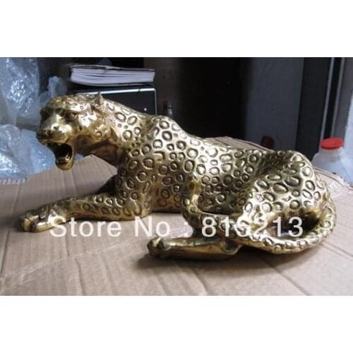 Wang 000166 Chinese Folk famous Copper Brass made catamount leopard panther animal Statue