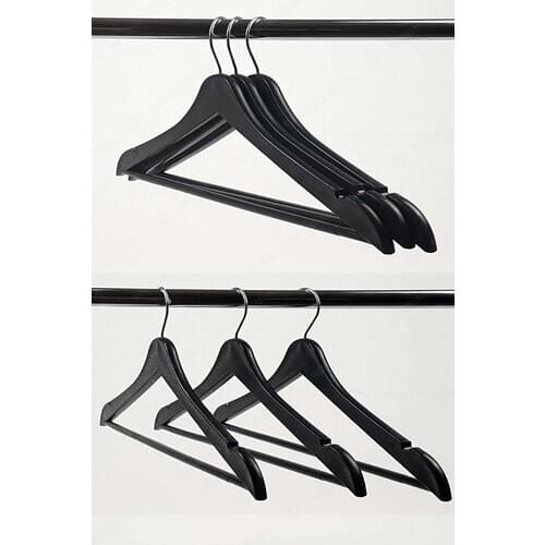 Blue House Wooden Looking Reversible Hooded Black Clothes Hanger 12'li