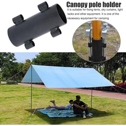 Windproof Awning Rod Holder Outdoor Camping Rod Fixed Iron Holder Reinforced Tent Pole Accessories Lamp Light Stand Tube