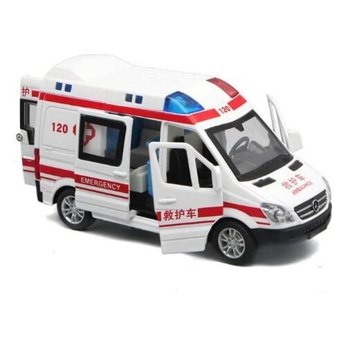 High Simulation 1/36 Diecast Model Toy Car Ambulance Metal Alloy Pull Back Cars Toys Vehicles For Kids Gifts For Children