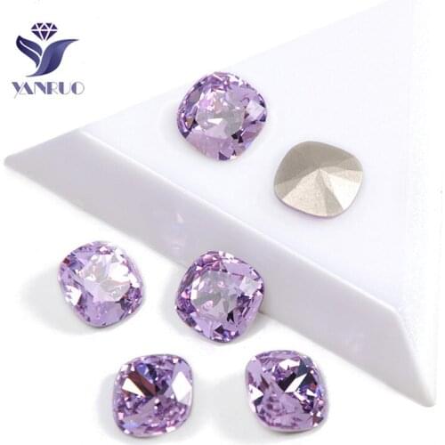 YANRUO 4470 Cushion Cut Violet Sewing Strass Rhinestones Needlework Crystals Wedding Pointback Stones Decor Garment Clothes