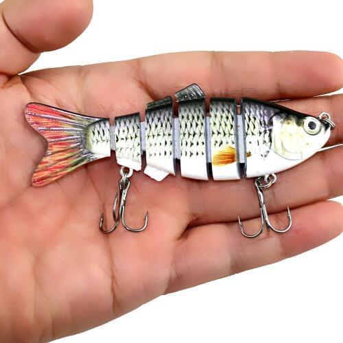 YOUGLE Fishing Lure 6 Segment Lifelike Trouts Swimbait Multi Jointed Artificial Bait Crankbait Hard Bait Tackle with Treble Hook