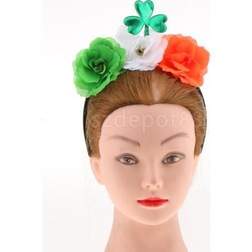 Green Shamrock Leaf Flowers Headband Saint Patrick Day Party Parade Dress Up