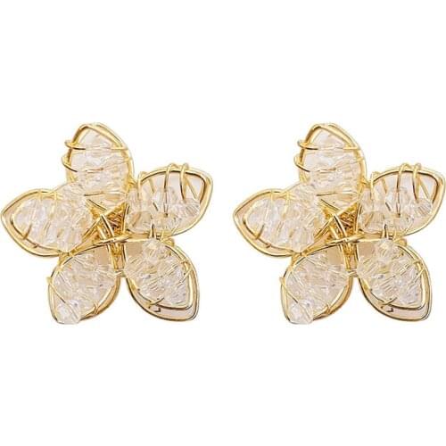 S925 Sterling Silver Earring for Women Earrings Crystal Hollow Flower Earrings Jewelry Stud Earrings Female boucle d'oreille