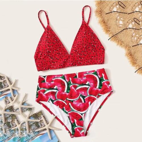 Ladies Print Tube Up Swimming Set Two Pieces Bikini Push-up Swimsuit Swimwear Beachwear Suit Swimming Suit For Women Купальник