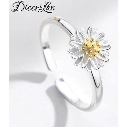 Punk Vintage Daisy Flower Ring For Women Men Adjustable Size Geometric Rings Exquisite Creative Jewelry Wholesale 2021