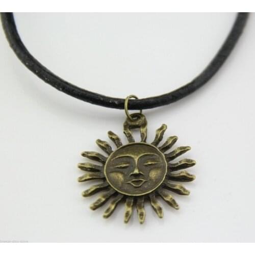1pcs new Genuine Leather Copper sun Necklace Grunge 80s 90s 1990s Festival hot