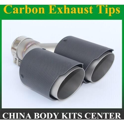 1PC carbon fibre Grilled Matt Stainless steel Universal DUAL Automobile exhaust pipe Muffler Car accessories modification