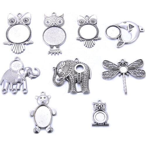 10pcs/lot Fit 10mm 12mm 16mm 20mm Round Glass Cabochon Base Setting Pendant Tray For Jewelry DIY Making Antique