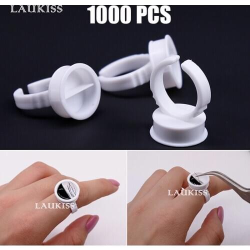 1000pcs Glue Ring For Eyelash Extension Adhesive Eyelash Pallet Ring Disposable Glue Holder for Eyelash Extension Tattoo Pigment