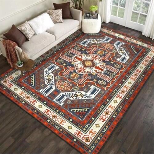 200*300cm American Retro Persian Geometric Ethnic Style Red Gray Living Room Bedroom Kitchen Bedside Carpet Mat