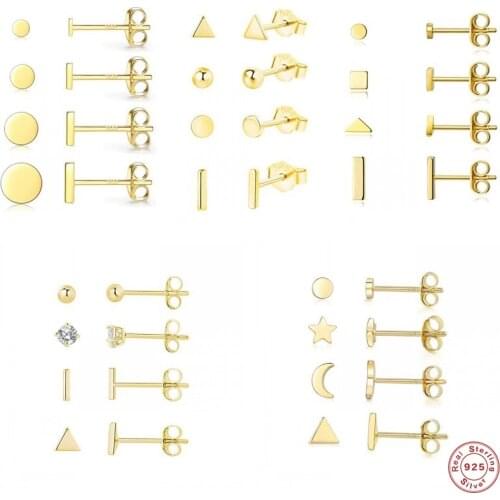 2021 Trendy Mini Piercing Earrings S925 Sterling Silver Zircon Stud Earring For Women brincos oorbellen pendientes Fine Jewerly