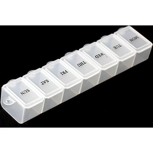 7 Day Weekly Pill Box Medicine Vitamin Storage kit 1pcs - Clear