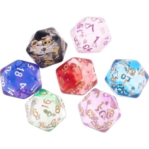 7pcs D20 Polyhedral 20 Sided Dice Numbers Dials Table Board Role Playing Game for Bar Club Party