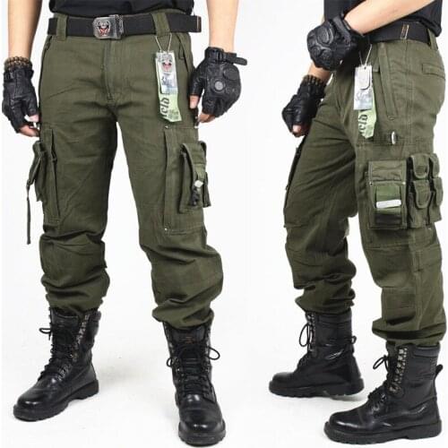 Cargo Pants Men Outwear Multi Pocket Tactical Military Army Straight Slacks Pants Trousers Overalls Zipper Pocket Male Pants
