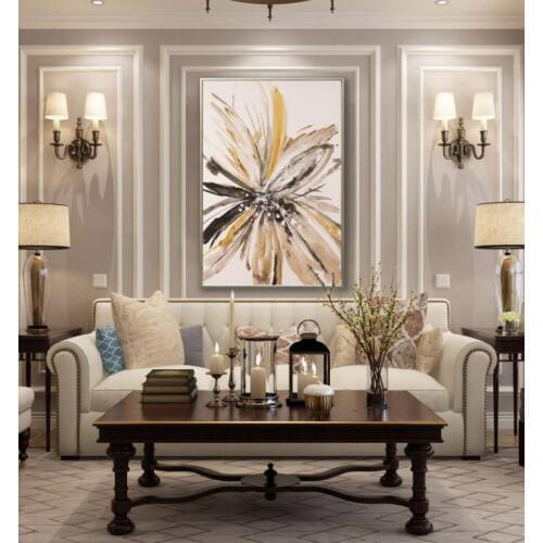 Gray Flower Lomg Leavies Style Painting Handpainted Oil Painting On Canvas Painting Wall Art Pictures For Living Room Home Decor