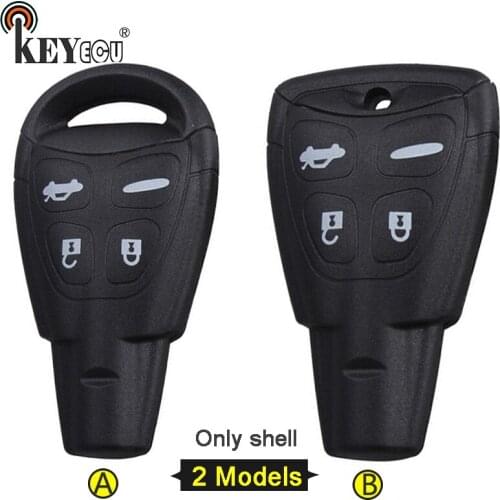 KEYECU 10x for SAAB 9-3 9-5 Replacement 4 Button Remote Car Key Shell Case With Inset Small Key Blank Blade LTQSAAM433TX