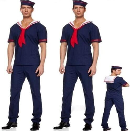Adults Navy Costume Men Male Sailor Cosplay Costumes Halloween Party Fancy Dress Decoration