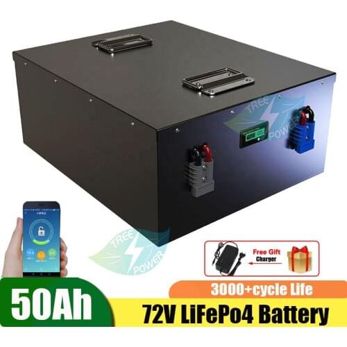 LiFepo4 72V 50Ah not 60Ah 80Ah lithium battery with BMS 24S for ebike motorcycle boat golf cart solar+ charger