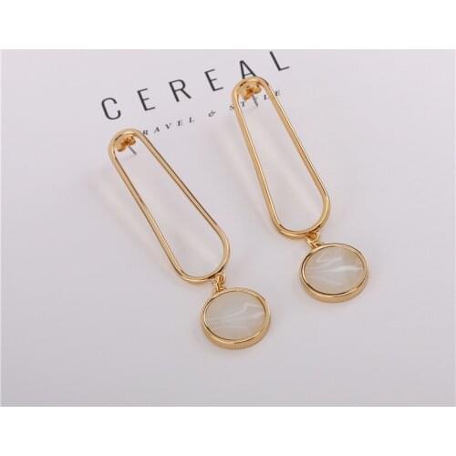 Fashion Temperament Long Drop Stud Earrings Acrylic Metal Geometry Earrings Jewelry Accessories