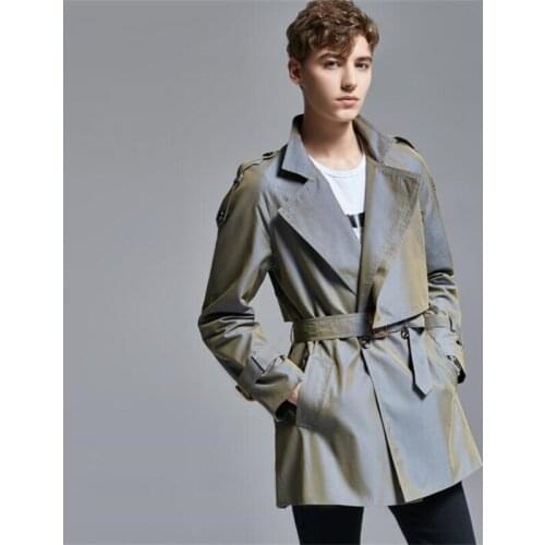 Mens trench coats gabardina hombre jaquetas corta vento masculino man medium length clothes spring autumn slim fit overcoat