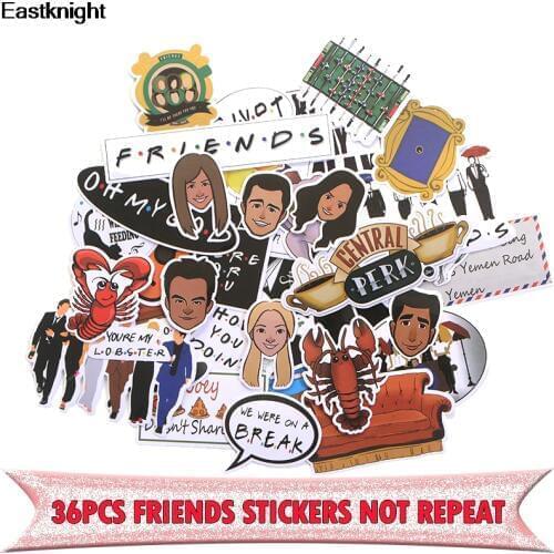 36pcs friends tv show Creative badges DIY decorative stickers Cartoon style for DIY wall notebook phone scrapbooking album E0003