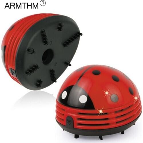 Armthm Mini Ladybug Desktop Coffee Table Vacuum Cleaner Dust Collector for Home Office