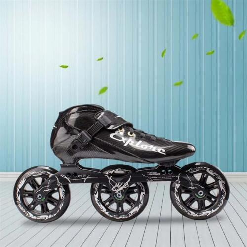 3X125mm road speed skating shoes man woman adults marathon speed race skating 3-wheels carbon fibre daily sports roller patines