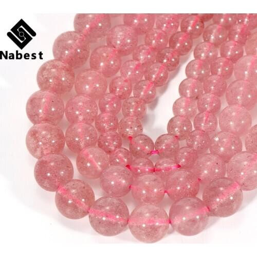 Wholesale 6 8 10MM Pink Strawberry Quartz Beads Natural Stone Round Loose Beads For Jewelry Making DIY Women Bracelet Necklace