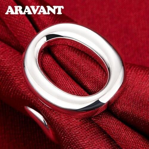 Women Rings Silver 925 Jewelry Open Adjustable O Shaped Ring Girls Valentine Jewelry Gifts