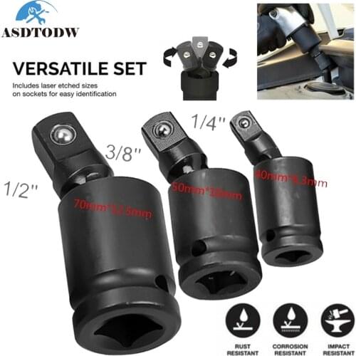360 Degree Swivel Knuckle Joint Air Impact Wobble Socket Adapter Hand Tool 1/2 3/8 1/4