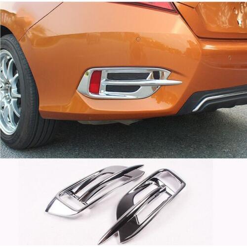 FIT FOR HONDA CIVIC 2016 2017 2pcs CHROME REAR FOG LIGHT LAMP TAIL GATE COVER TRIM BEZEL BUMPER FRAME GARNISH INSERT MOLDING