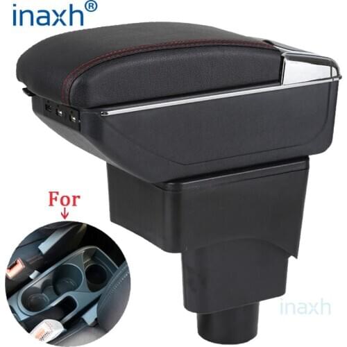 For FORD EcoSport Armrest Retrofit parts Interior Storage box 3USB LED Simple installation Car Armrest box