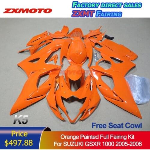 ZXMT ZXMOTO Full Fairing Panel Kit Plastic Bodywork For SUZUKI GSX-R 1000 2005-2006 05 06 K5 Orange Painted ABS Motorcycles Body